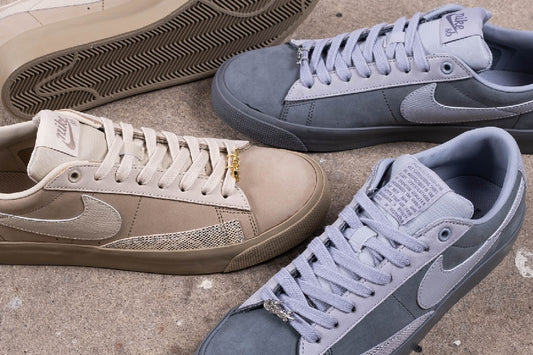 2 colorways of the Nike SB FPAR Blazer lows