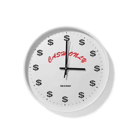 Cash Only - Wall Clock - Time is money - white