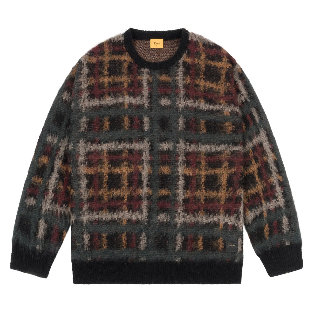 Dime - Crewneck - Plaid Mohair Knit - black