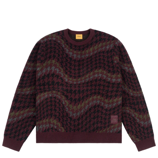 Dime - Crewneck - Houndstooth Knit - burgundy