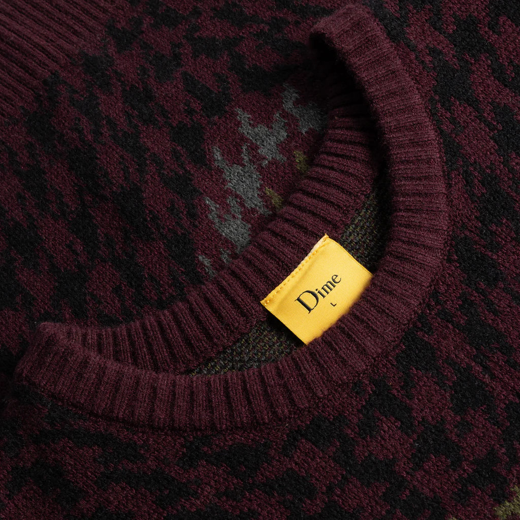 Dime - Crewneck - Houndstooth Knit - burgundy