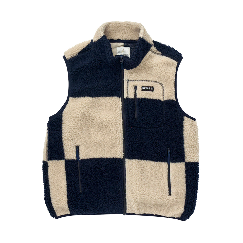 Gramicci - Vest - Checkered Sherpa - natural/ navy check